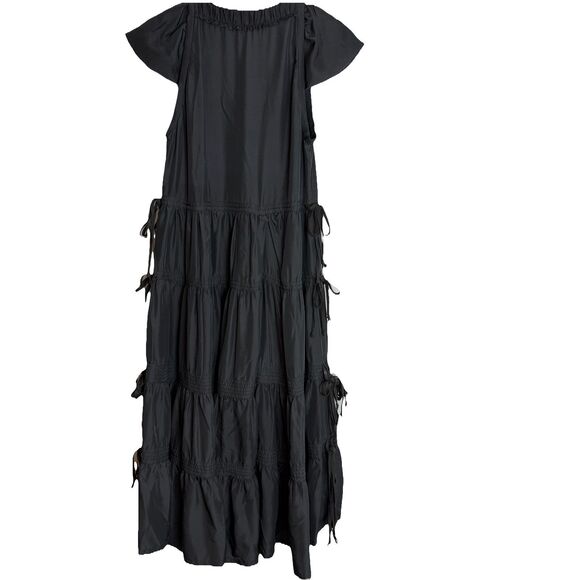 Marc Jacobs Midi Tiered Ruffle Side Ties Ruffle Deep V-Neck Dress Womens M - Picture 8 of 9